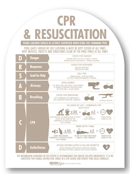 CPR Sign & Pool Rules Sign Pack Arch Fawn - New Signs