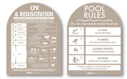 CPR Sign & Pool Rules Sign Pack Arch Fawn Background - New Signs