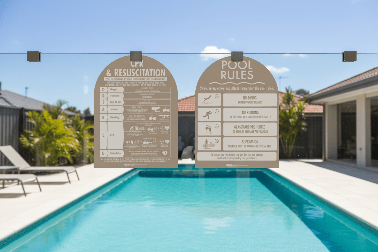 CPR Sign & Pool Rules Sign Pack Arch Fawn Background - New Signs