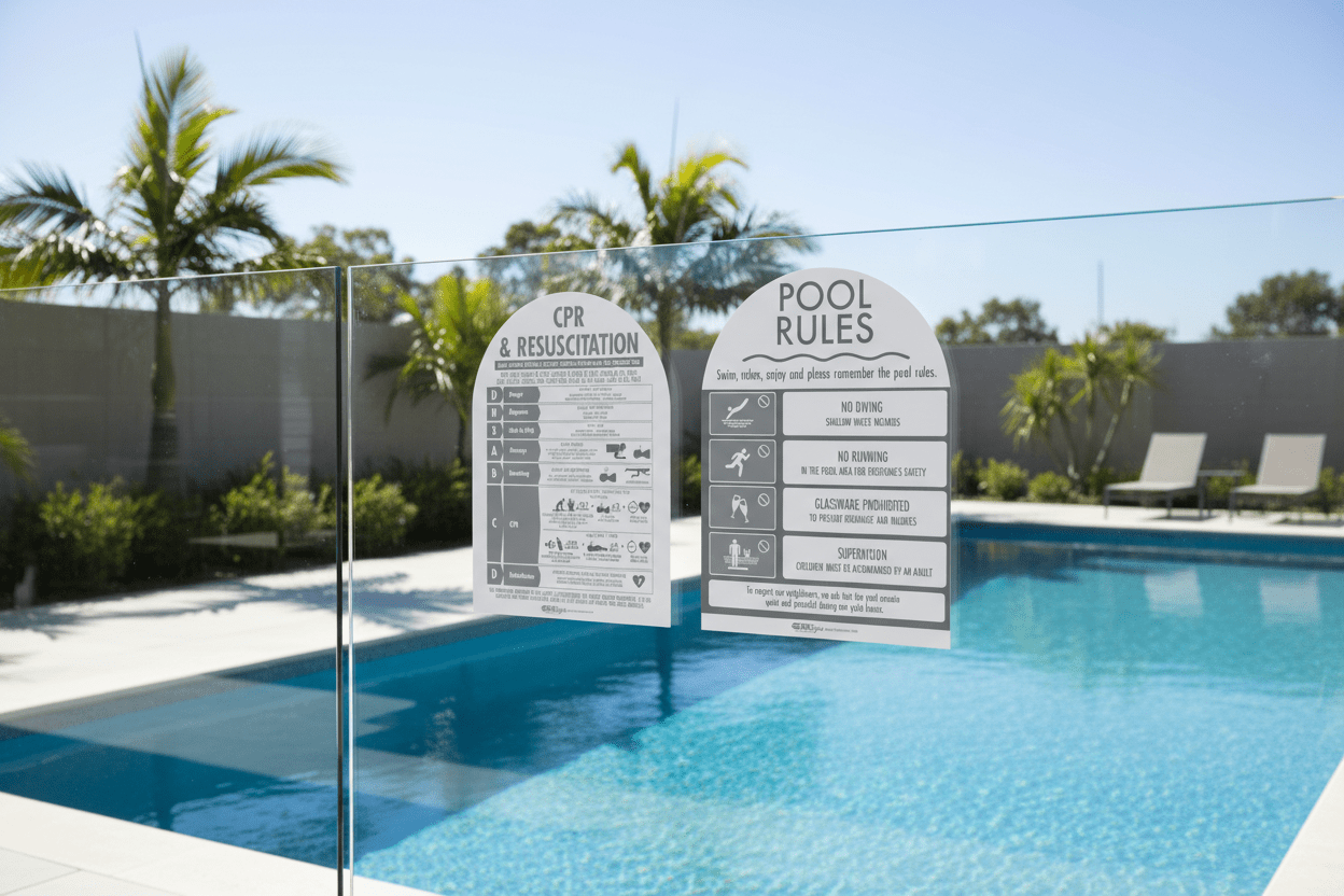 CPR Sign & Pool Rules Sign Pack Arch Grey - New Signs