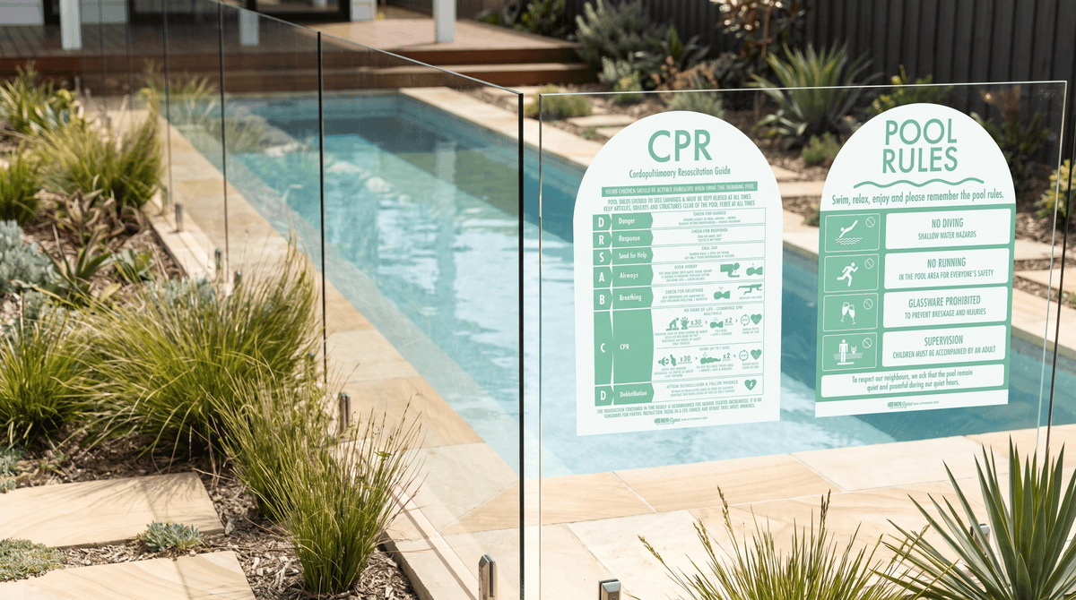 CPR Sign & Pool Rules Sign Pack Arch Mint - New Signs