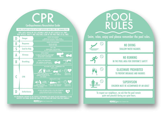 CPR Sign & Pool Rules Sign Pack Arch Mint Background - New Signs