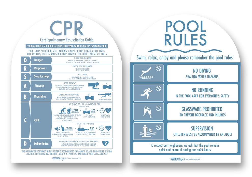 Pool Cpr CPR Sign & Pool Rules Sign Pack Arch Ocean – New Signs