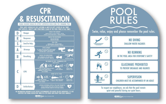 CPR Sign & Pool Rules Sign Pack Arch Ocean Background - New Signs