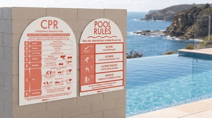 CPR Sign & Pool Rules Sign Pack Arch Peach - New Signs