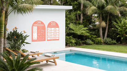 CPR Sign & Pool Rules Sign Pack Arch Peach Background - New Signs