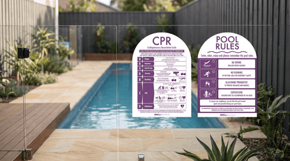 CPR Sign & Pool Rules Sign Pack Arch Plum - New Signs