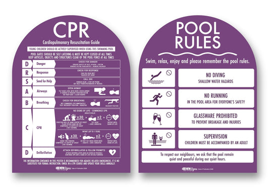 CPR Sign & Pool Rules Sign Pack Arch Plum Background - New Signs