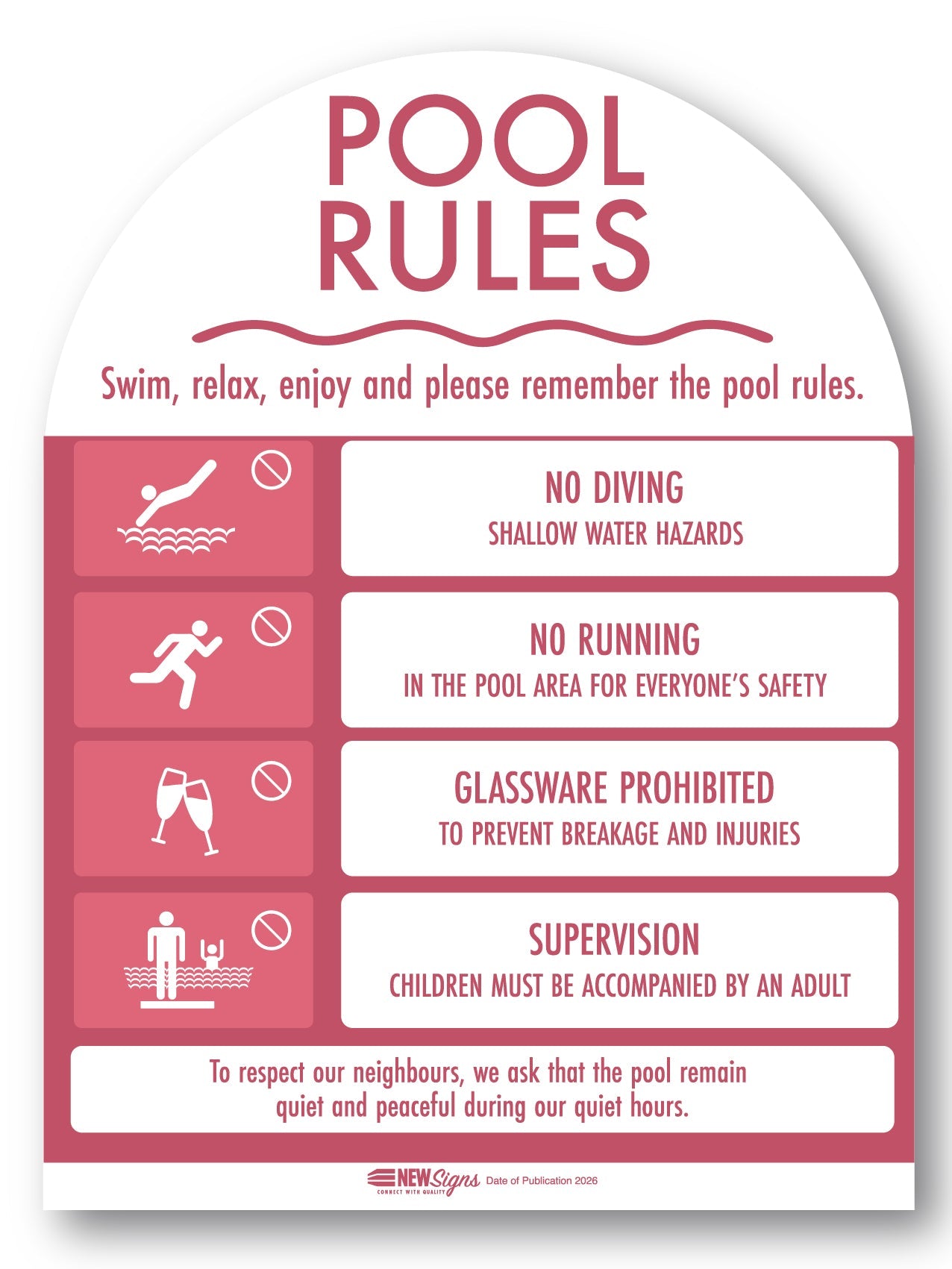 CPR Sign & Pool Rules Sign Pack Arch Rose - New Signs