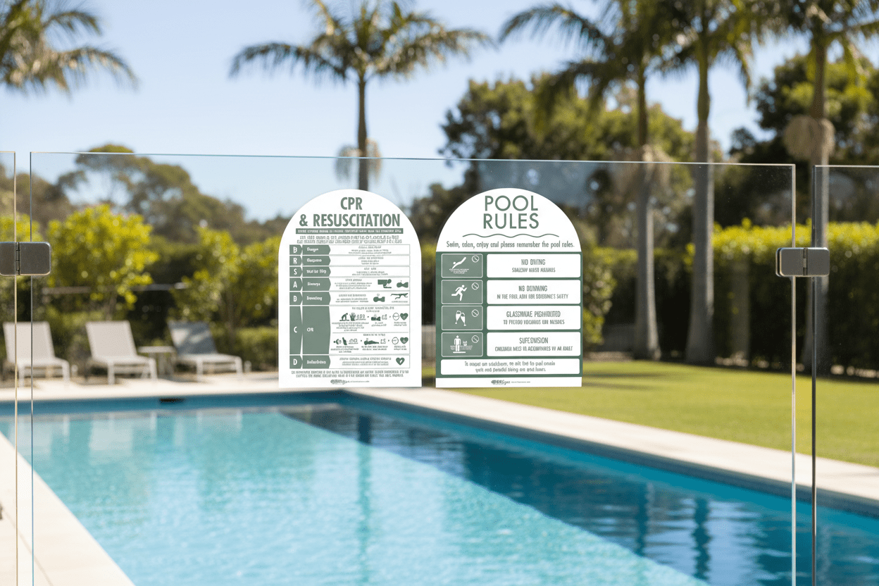 CPR Sign & Pool Rules Sign Pack Arch Sage - New Signs