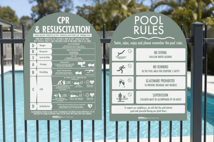 CPR Sign & Pool Rules Sign Pack Arch Sage Background - New Signs