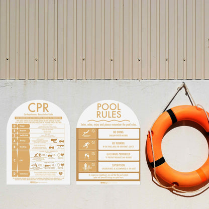 CPR Sign & Pool Rules Sign Pack Arch Sand - New Signs