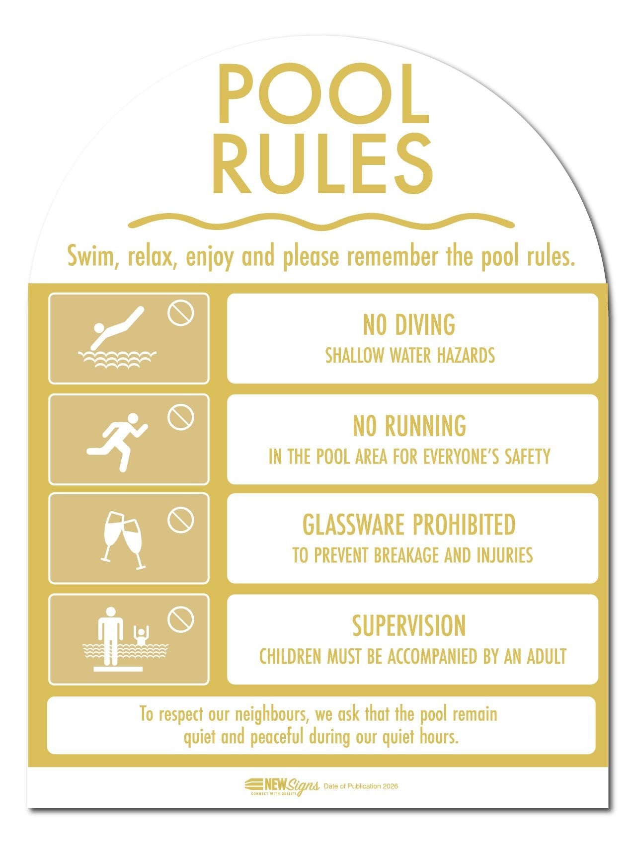 CPR Sign & Pool Rules Sign Pack Arch Sunshine - New Signs