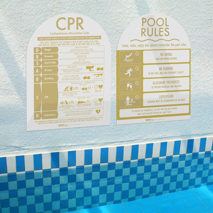 CPR Sign & Pool Rules Sign Pack Arch Sunshine - New Signs