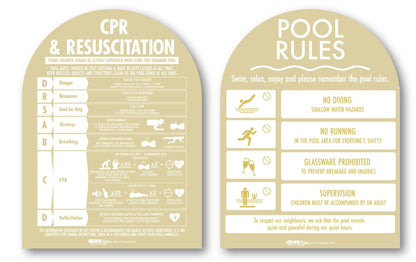 CPR Sign & Pool Rules Sign Pack Arch Sunshine Background - New Signs