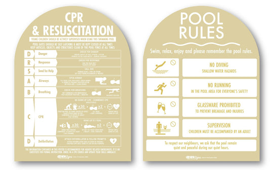 CPR Sign & Pool Rules Sign Pack Arch Sunshine Background - New Signs