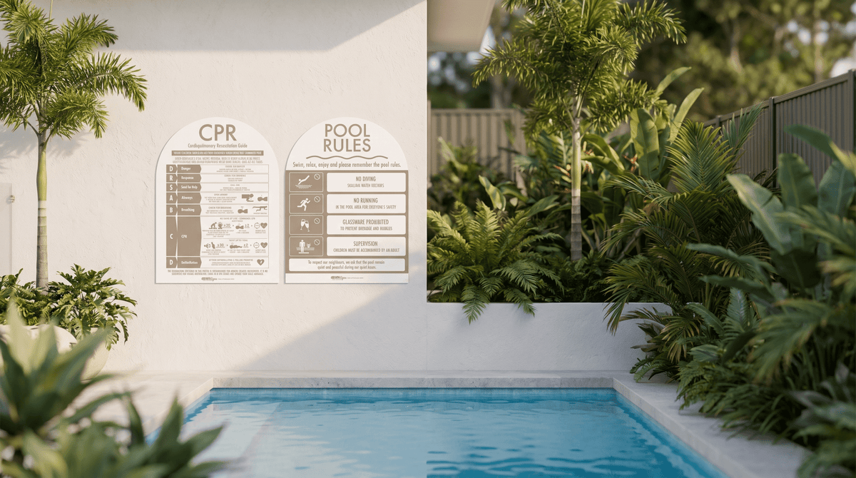 CPR Sign & Pool Rules Sign Pack Arch Timber - New Signs