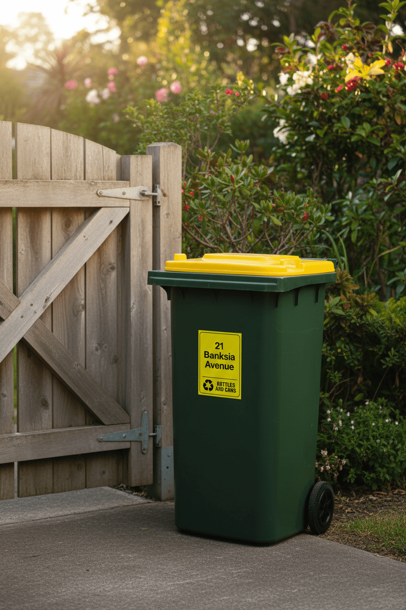 Custom Address & Bottles and Cans Wheelie Bin Stickers - New Signs