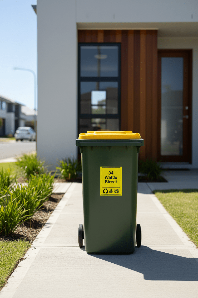 Custom Address & Bottles and Cans Wheelie Bin Stickers - New Signs
