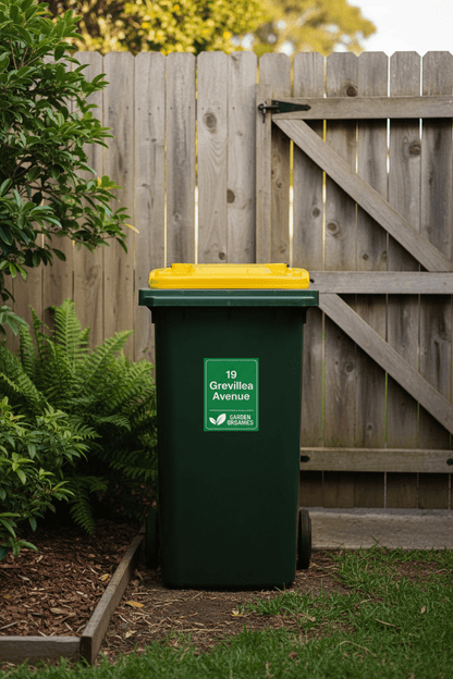 Custom Address & Garden Organics Wheelie Bin Stickers - New Signs