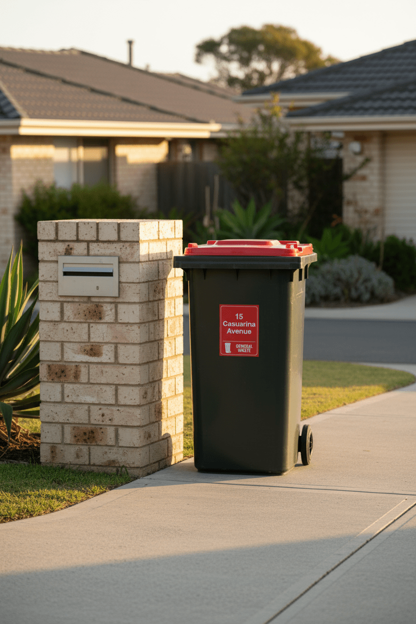 Custom Address & General Waste Wheelie Bin Stickers - New Signs