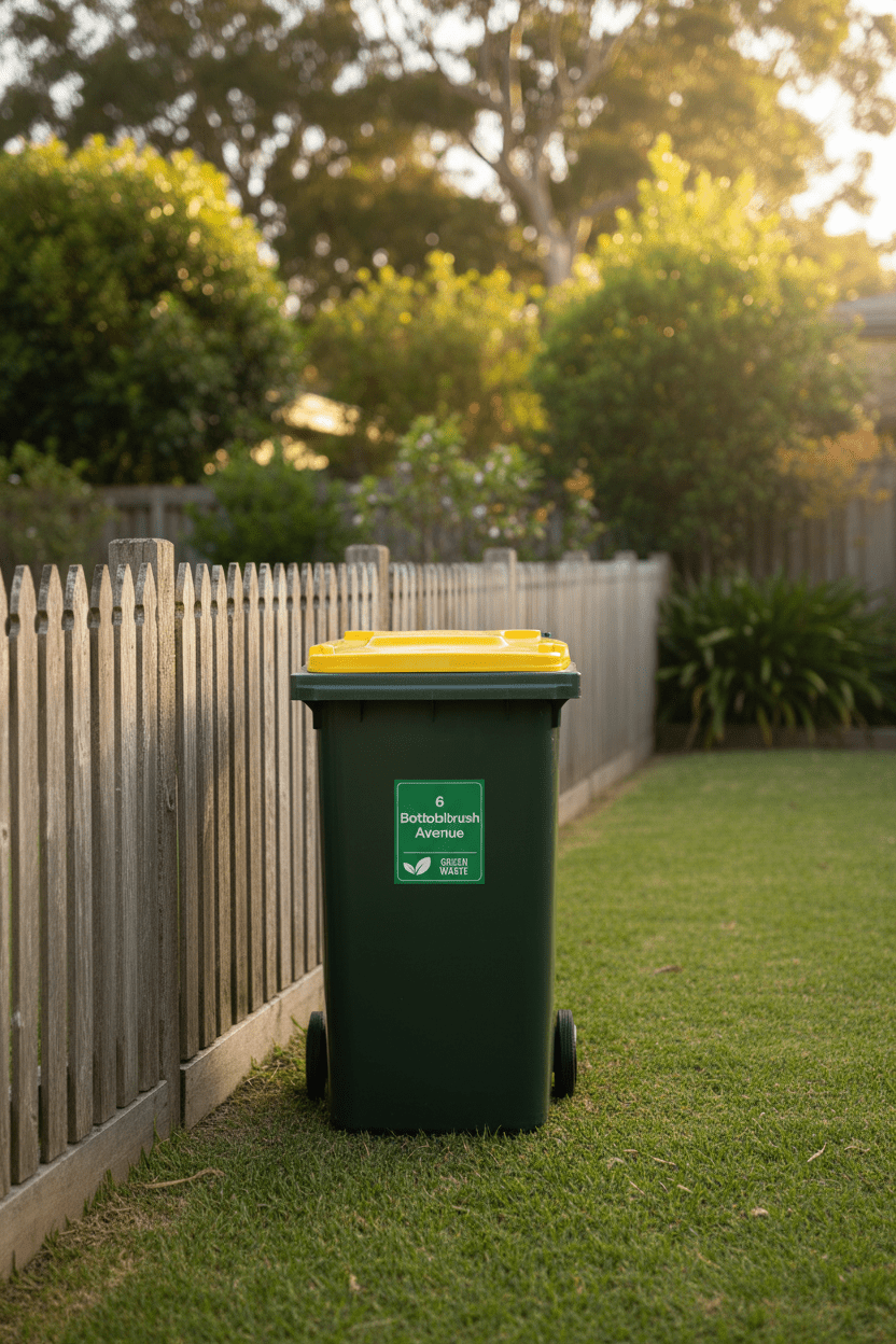 Custom Address & Green Waste Wheelie Bin Stickers - New Signs