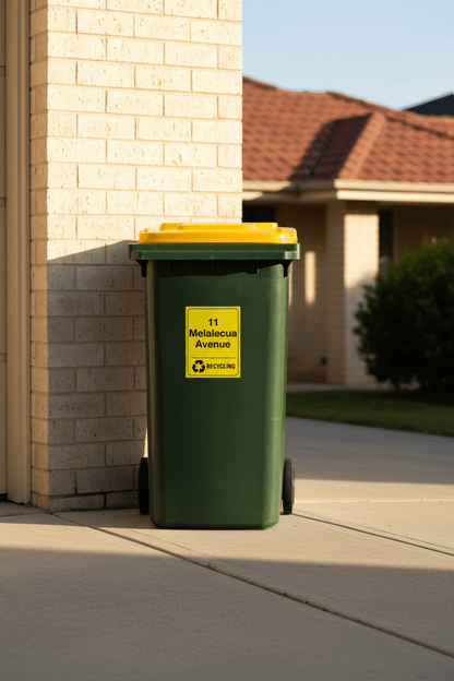 Custom Address & Recycling Wheelie Bin Stickers - New Signs
