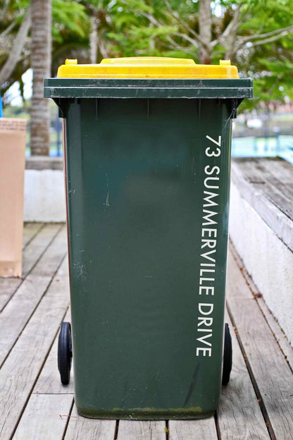 Custom Vertical Wheelie Bin Street Name & Number Sticker - New Signs