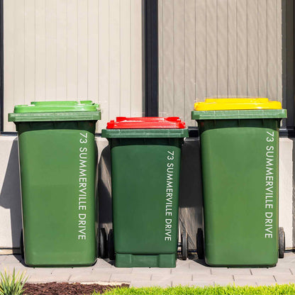 Custom Vertical Wheelie Bin Street Name & Number Sticker - New Signs