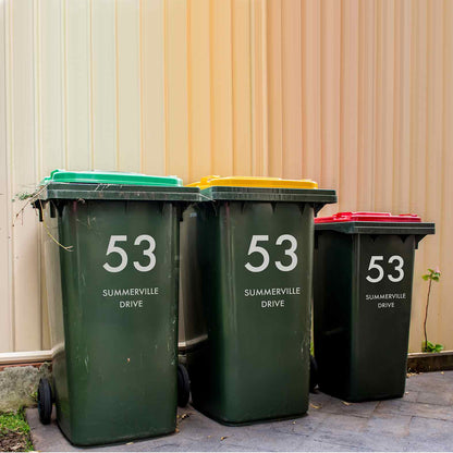 Custom Wheelie Bin Street Name & Number Sticker - New Signs