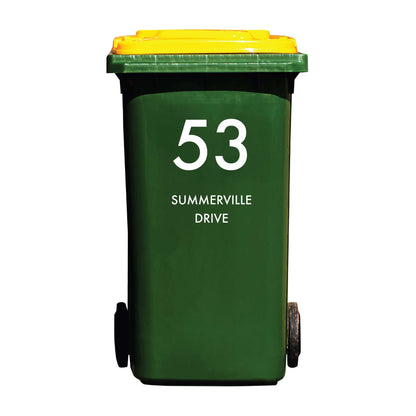 Custom Wheelie Bin Street Name & Number Sticker - New Signs