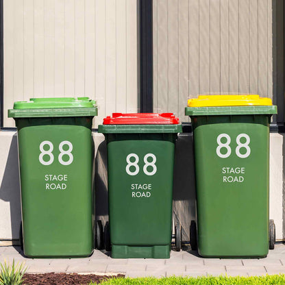 Custom Wheelie Bin Street Name & Number Sticker - New Signs