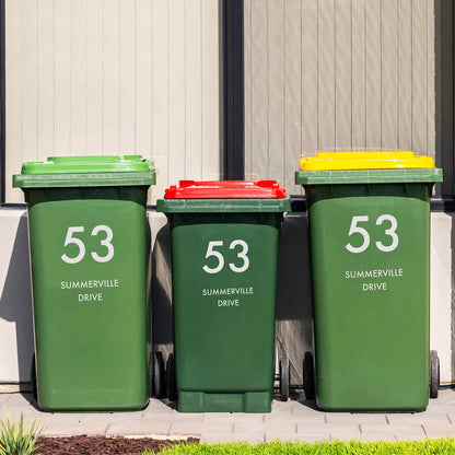Custom Wheelie Bin Street Name & Number Sticker - New Signs