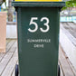 Custom Wheelie Bin Street Name & Number Sticker - New Signs