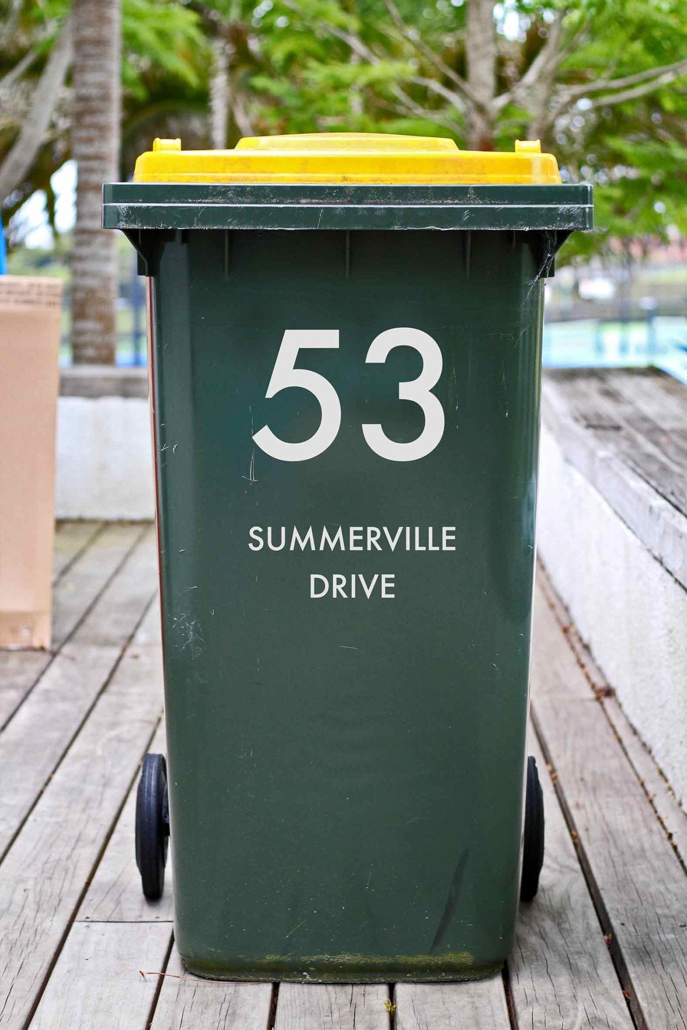Custom Wheelie Bin Street Name & Number Sticker - New Signs