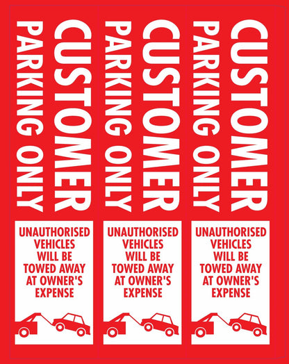 Customer Parking Only Unauthorised Vehicles Will Be Towed - Corflute Bollard Cover - New Signs