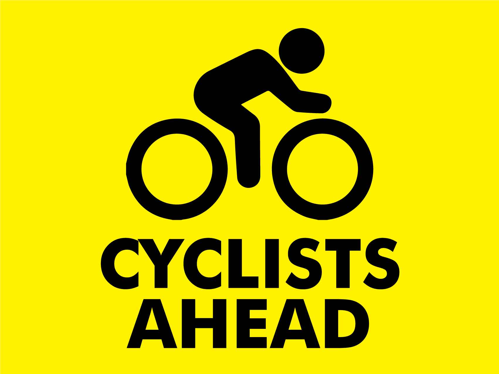 Cyclists Ahead Yellow Sign - New Signs