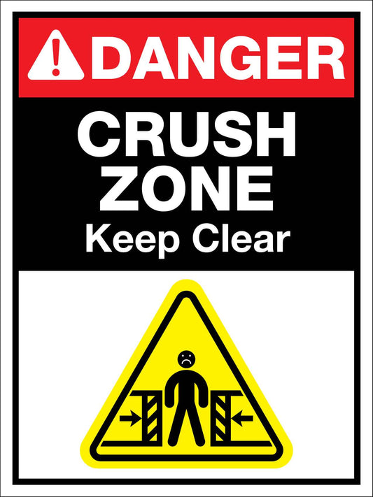 Danger Crush Zone Keep Clear Sign - New Signs