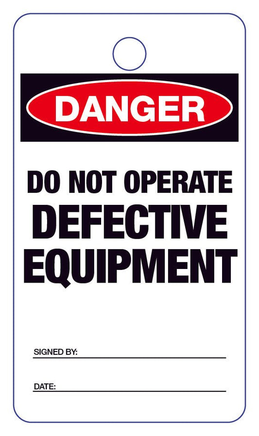 Danger Do Not Operate Defective Equipment Lock Out Tag - New Signs