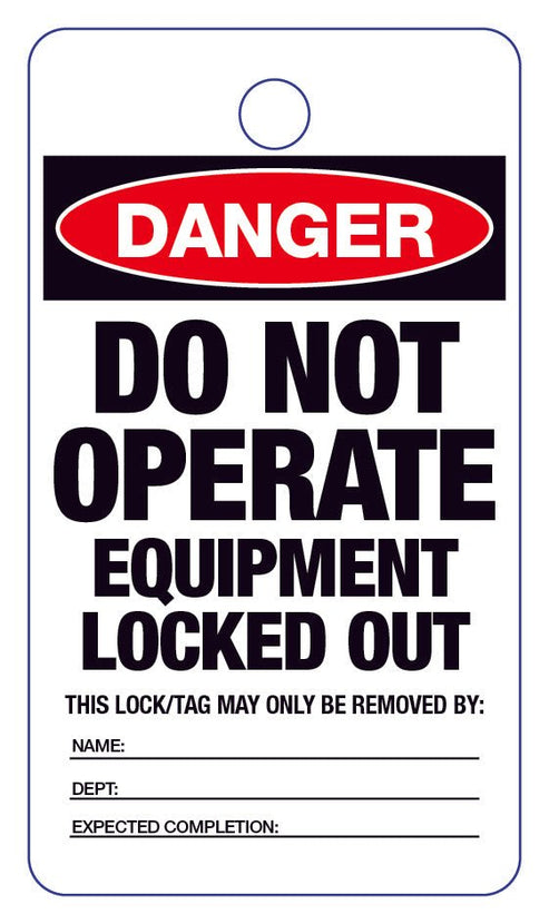 Danger Do Not Operate Equipment Locked Out Lock Out Tag – New Signs