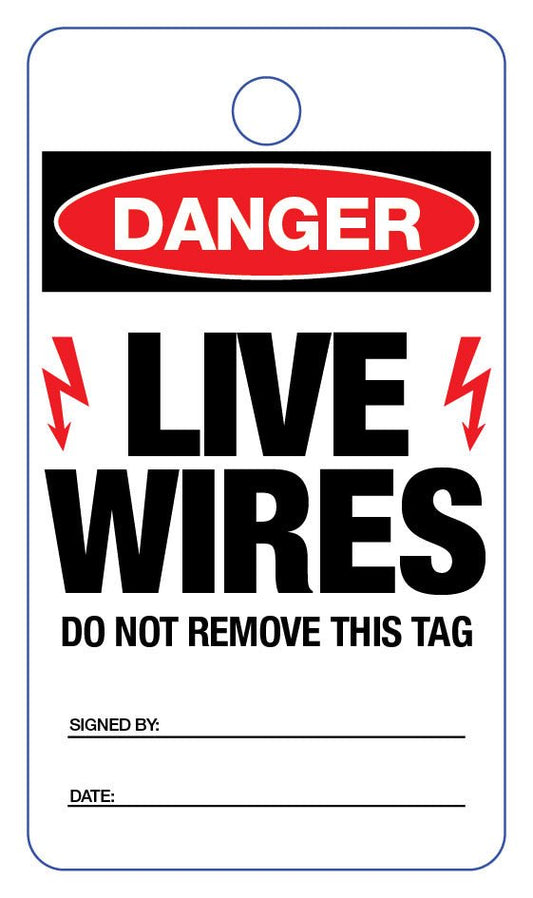 Danger Live Wires Lock Out Tag - New Signs