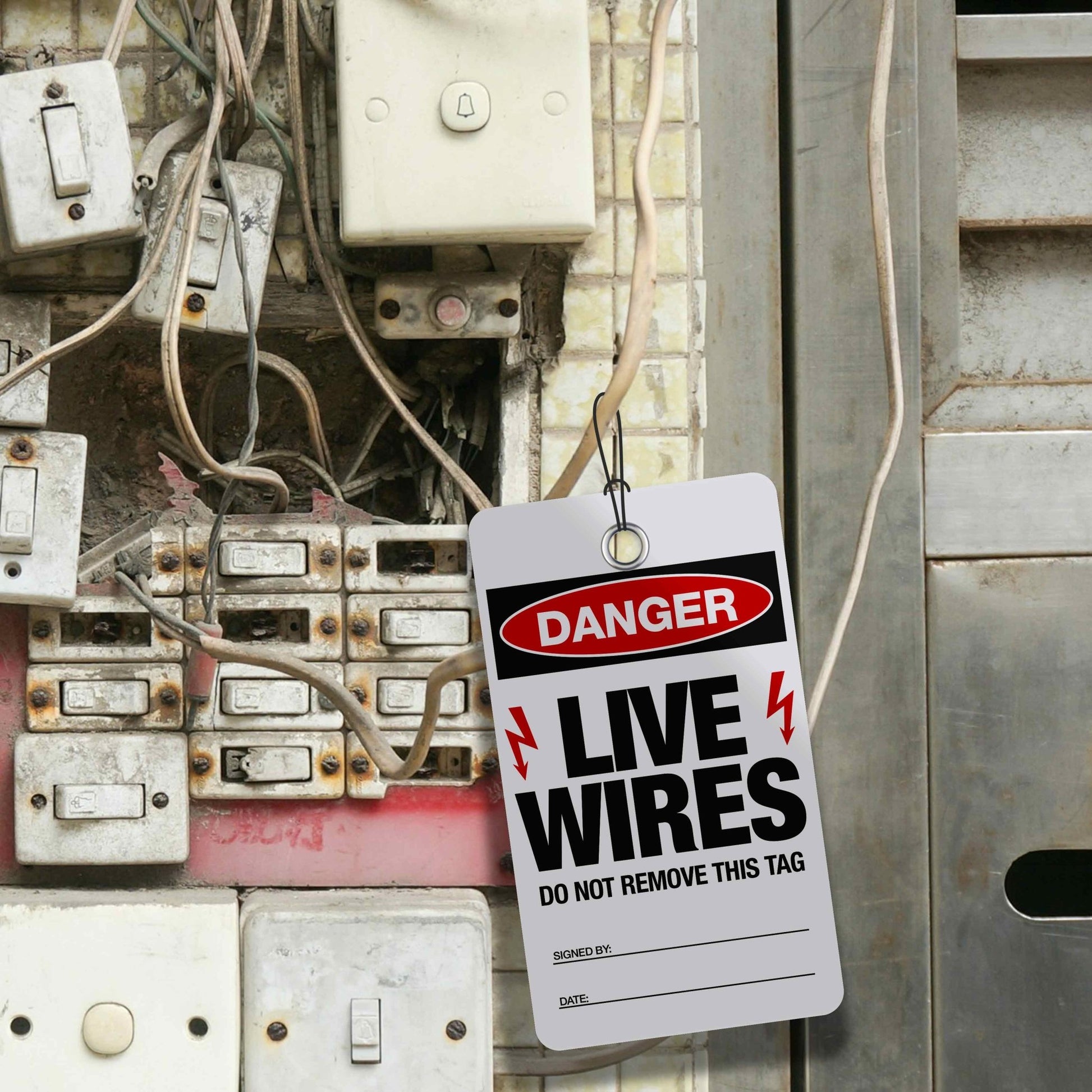 Danger Live Wires Lock Out Tag - New Signs