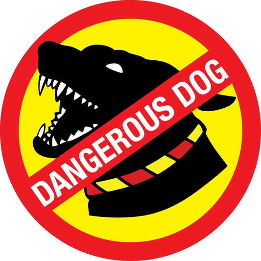 Dangerous Dog Yellow Circle Decal - New Signs