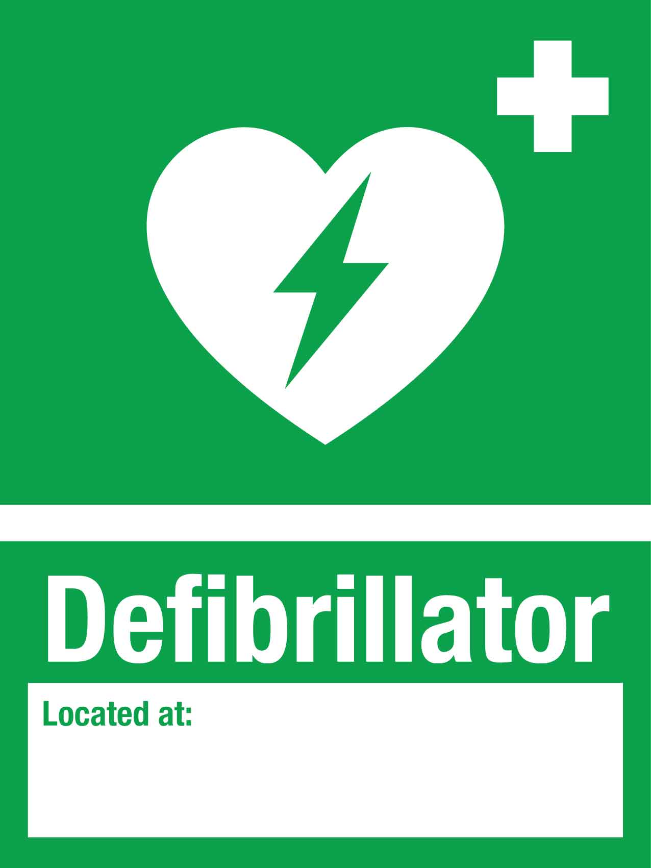 Defibrillator Located At Sign - New Signs
