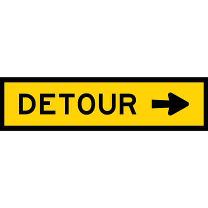 Detour (Arrow Right) Long Skinny Multi Message Traffic Sign - New Signs