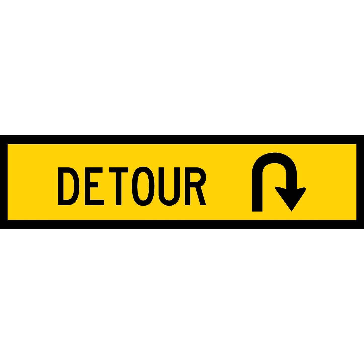 Detour U Turn Symbol Long Skinny Multi Message Traffic Sign - New Signs