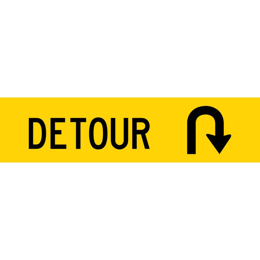 Detour U Turn Symbol Long Skinny Multi Message Traffic Sign - New Signs