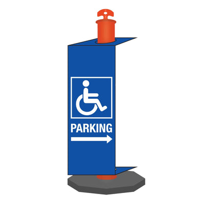 Disabled Parking Blue Right Arrow - Corflute Bollard Traffic Signs - New Signs