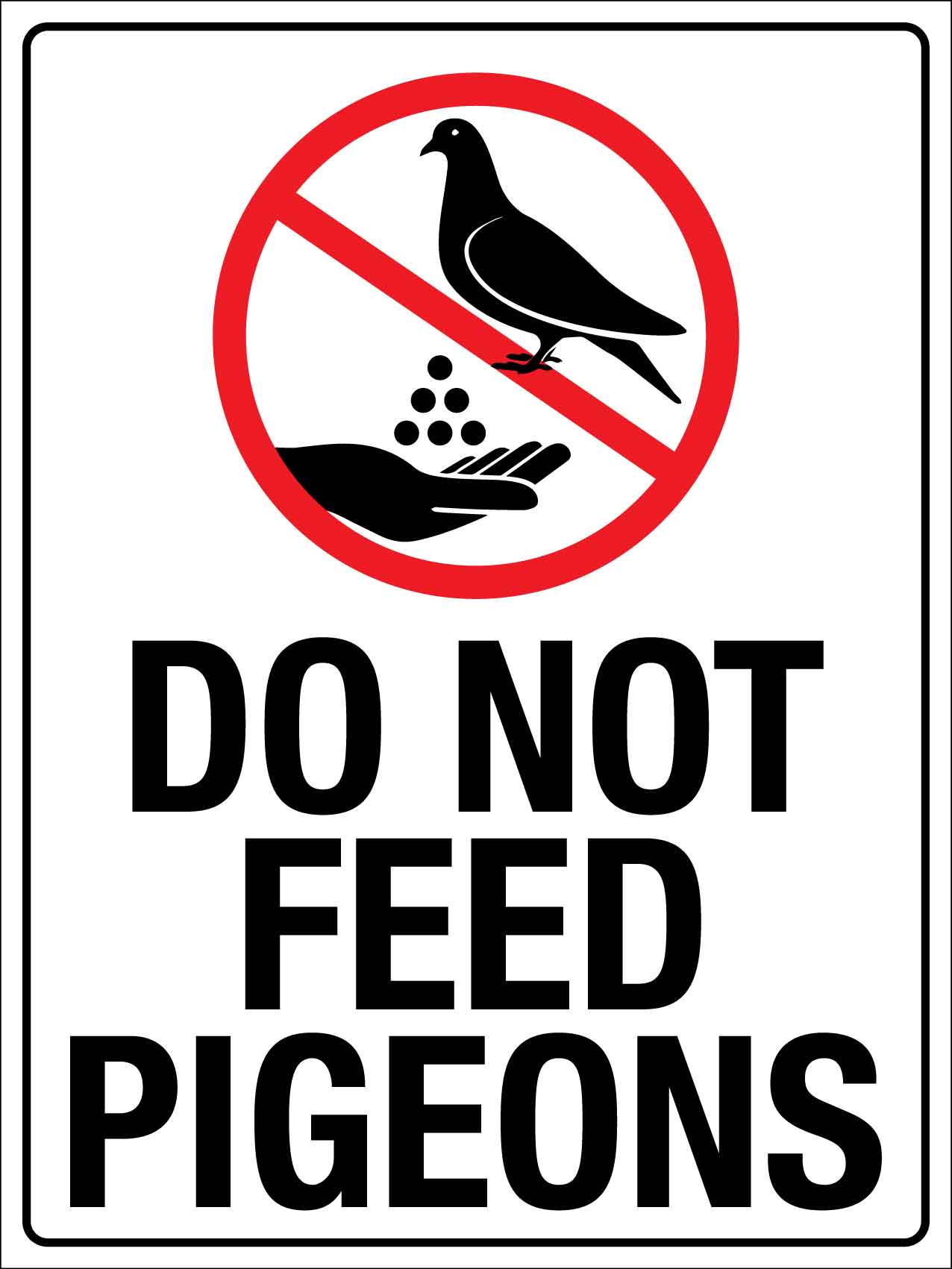 Do Not Feed Pigeons Sign - New Signs