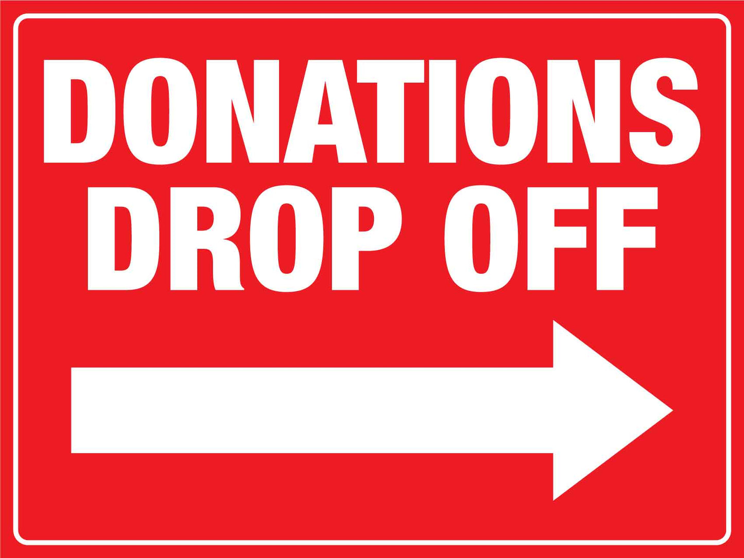 Donations Drop Off Left Arrow Sign - New Signs